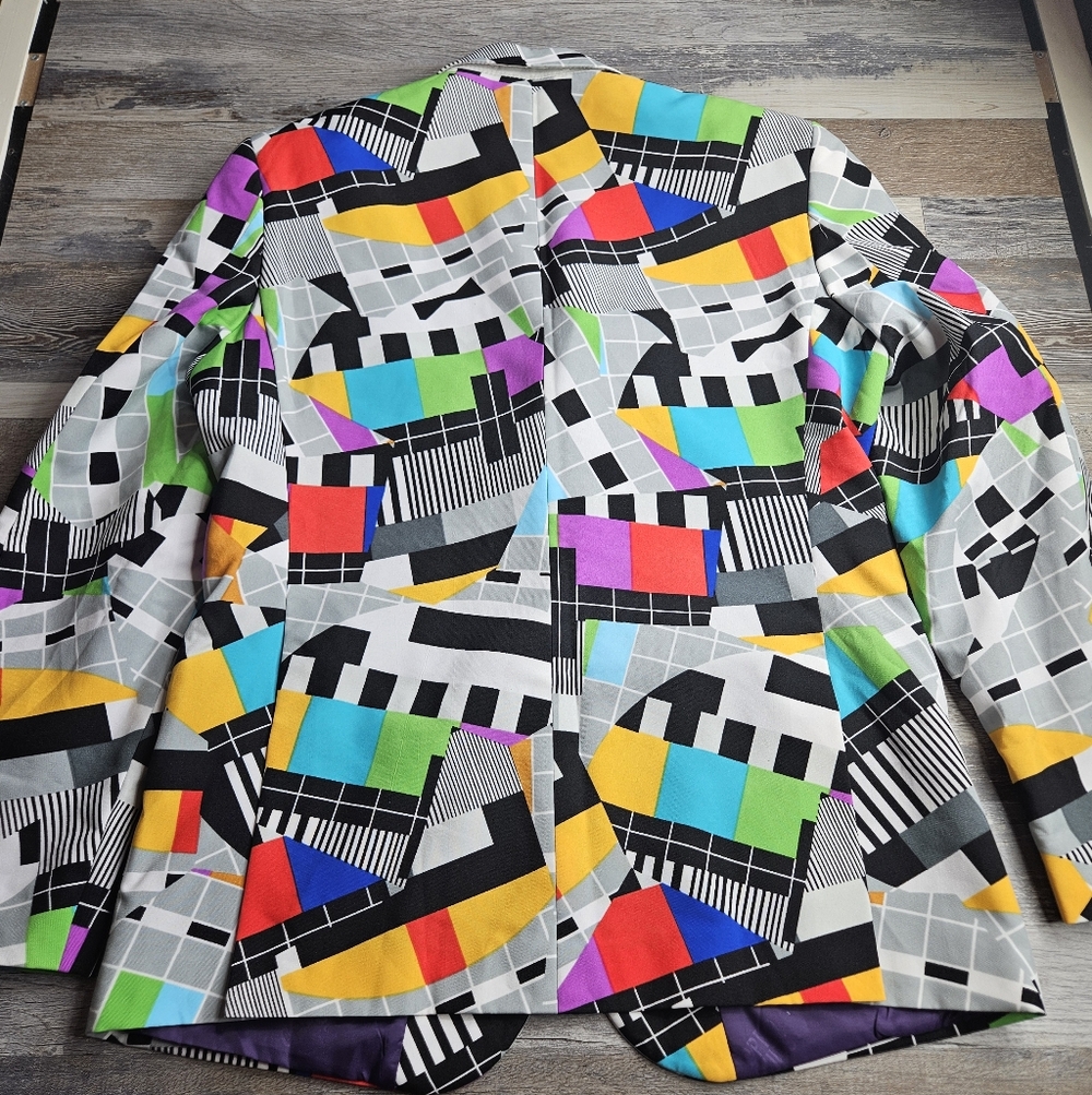 OppoSuits Slim Fit Novelty Blazer Jacket Testival 80s Pattern Size 44 - Picture 9 of 9